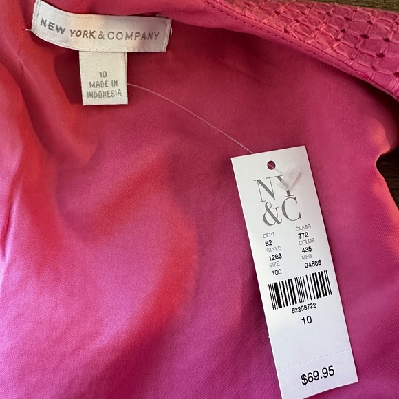 NEW YORK & COMPANY Dress Sheath Perforated Lined Sleeveless Pink Size 10 - Picture 8 of 11